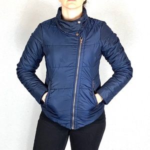REI Blue Puffer Asymmetrical Coat XS/S